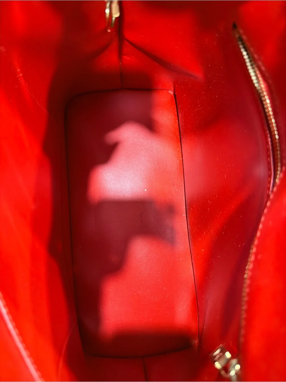 Louis Vuitton Authentic Red Patent Tote Bag with Leather Handless/Trim